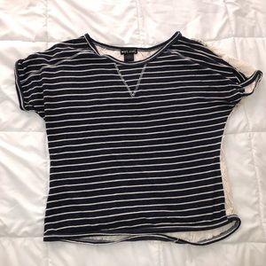 Striped t shirt with lace back.